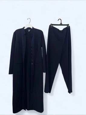 Helen Blake Navy 3 Piece Dress Pants Long Jacket Set